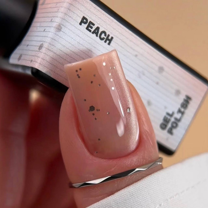 BIBLIOTEKA Cat eye #19 Peach гель-лак кошка нежный персиковый с серебряными хлопьями 10ml