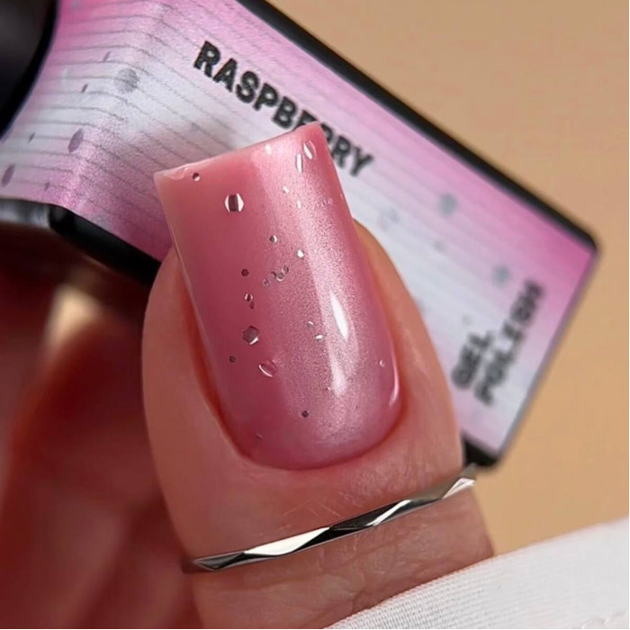 BIBLIOTEKA Cat eye #22 Raspberry гель-лак кошка ягодный розовый с серебряными хлопьями 10ml