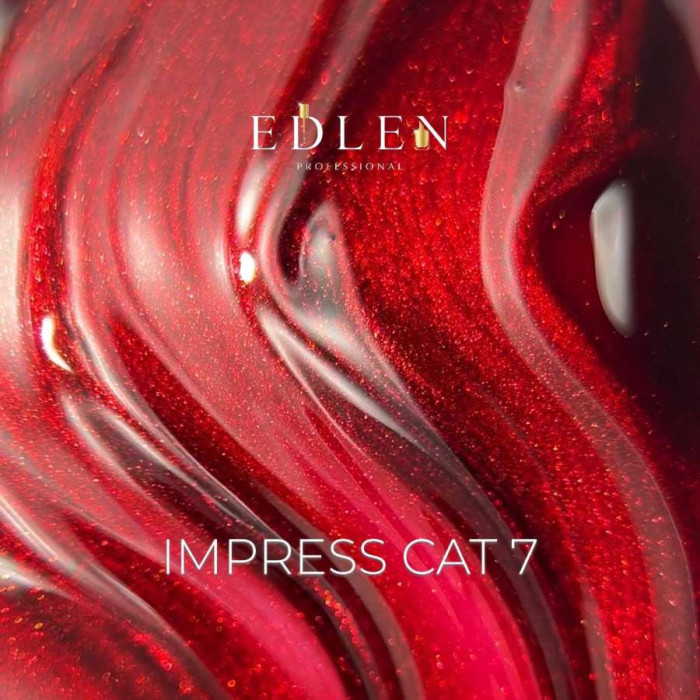 Edlen Impress Cat Eye #07 Гель-лак кішка червоно-малиновий 9ml