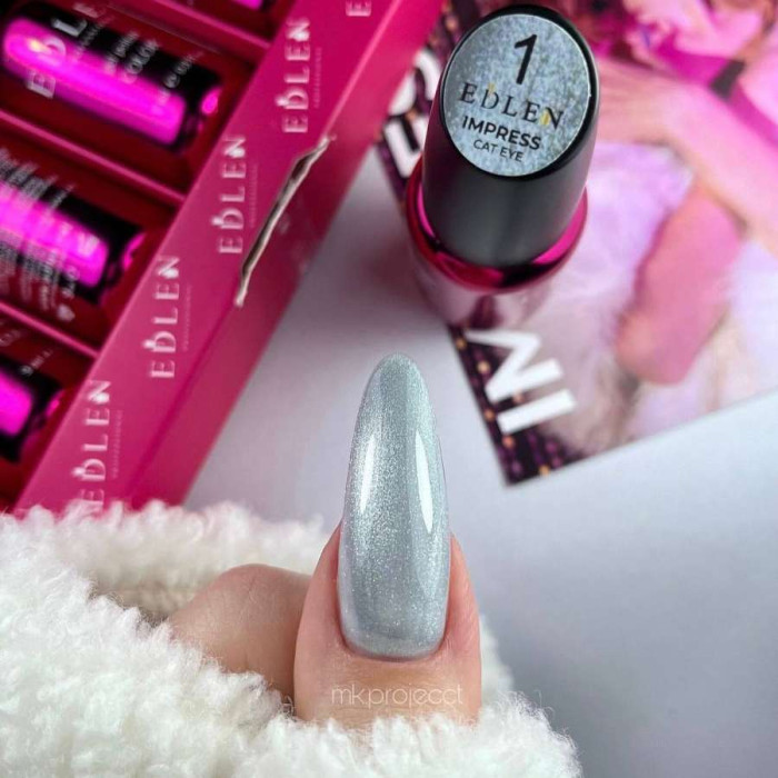 Edlen Impress Cat Eye #01 Гель-лак кошка серебряный 9ml