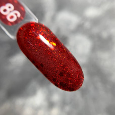 Edlen Color #086 Гель-лак червоний з блискітками 9ml