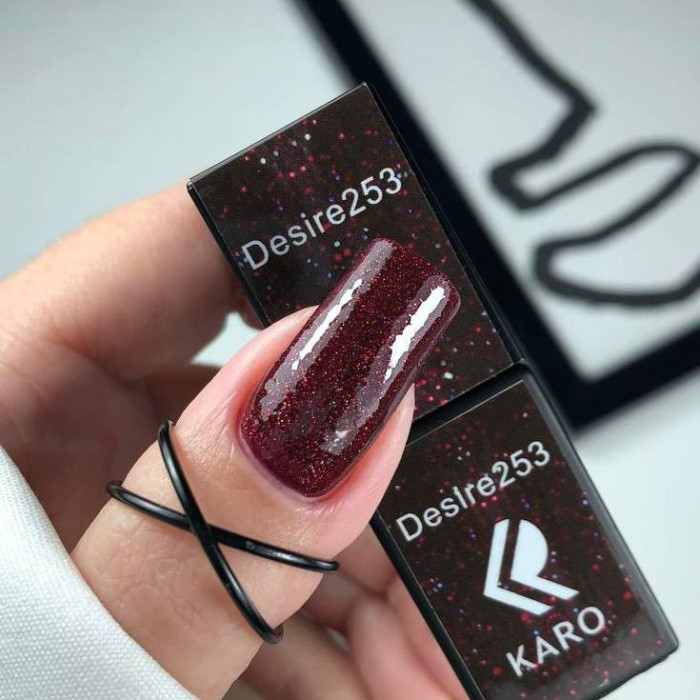 Karo Desire #253 Гель-лак цветной с блестками 8ml