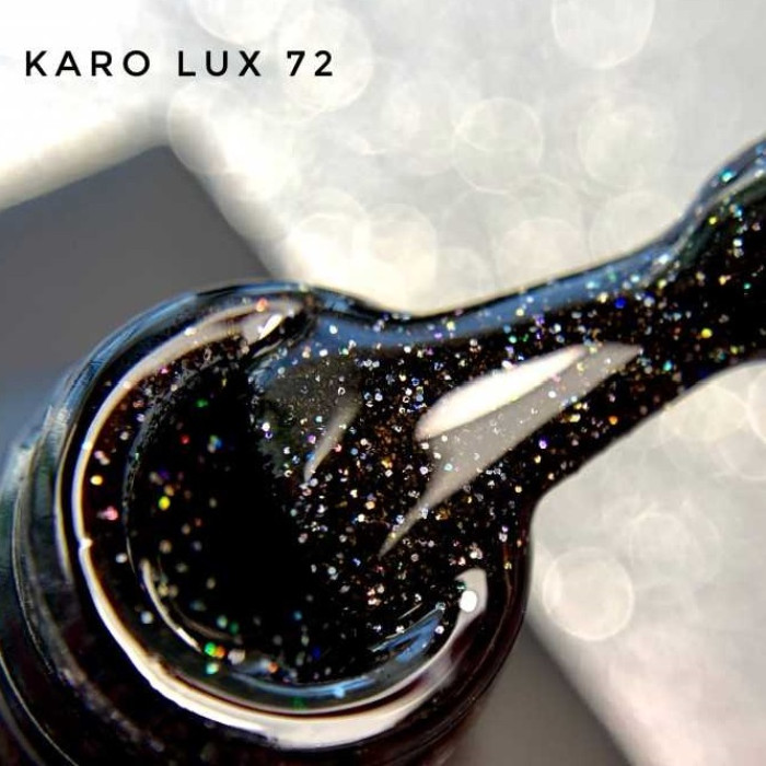 Karo Lux #072 Гель-лак чорний з різнокольоровими блискітками 8ml