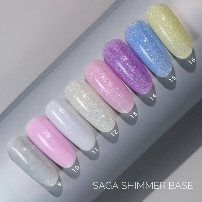 Saga Shimmer Base #15 База цветная голубая с голографическими блестками 15ml