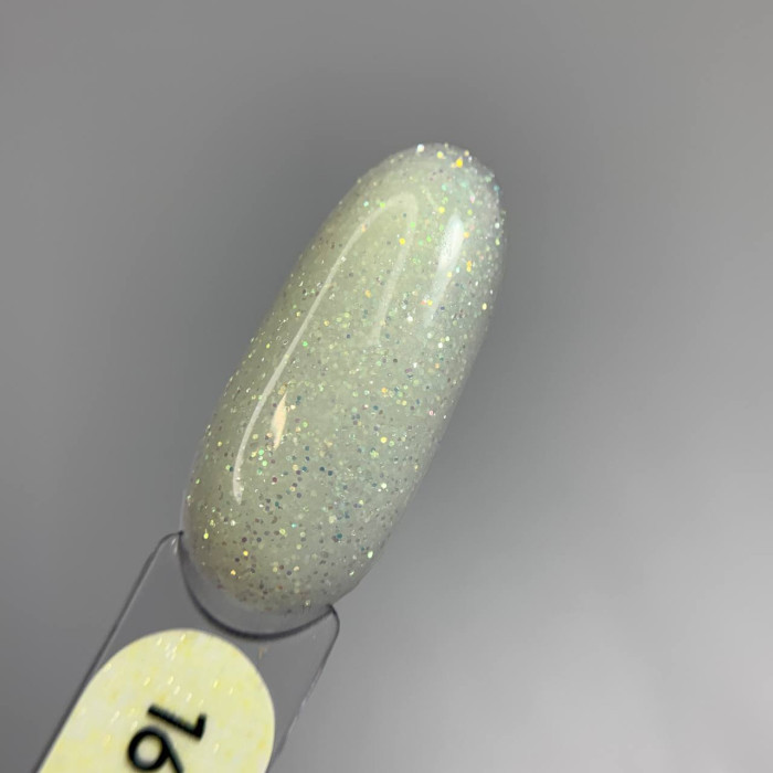 Saga Shimmer Base #16 База цветная бледно-желтая с голографическими блестками 15ml
