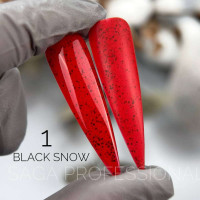 Saga Black Snow #01 Гель-лак цветной с черными крошками 9ml