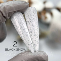 Saga Black Snow #02 Гель-лак білий з чорними крихтами 9m