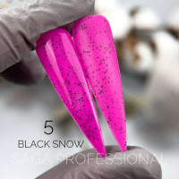 Saga Black Snow #05 Гель-лак цветной с черными крошками 9ml