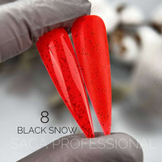 Saga Black Snow #08 Гель-лак кольоровий з чорними крихтами 9ml