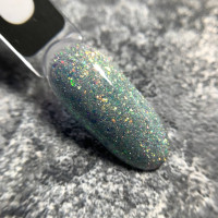 Saga Fiery Gel #19 Гель-лак світловідбивний срібно-зелений з поталлю 9ml