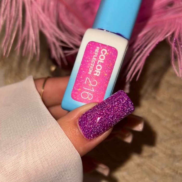 Luna Color #216 Reflection Гель-лак світловідбиваючий пурпурний з кольоровими блискітками 8ml