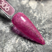 Moon Color #306 Гель-лак рожевий напівпрозорий з різнокольоровими блискітками 8ml