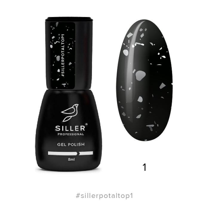 Siller Top Potal #1 Топ прозорий зі срібною поталлю 8ml