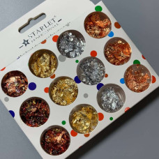 Жатая фольга в наборе серебро золото бронза 12 шт.