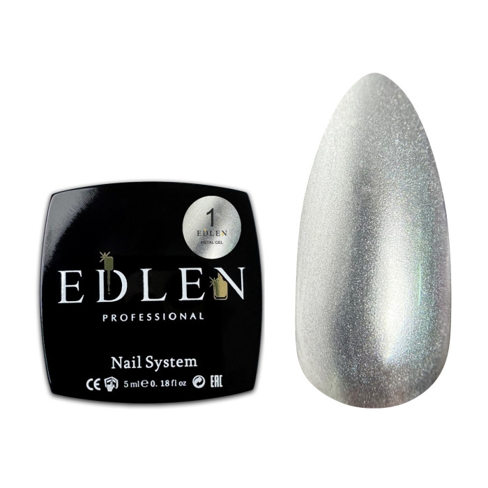 Edlen Metal Gel #1 Лак-фарба для дизайнів срібна 5ml