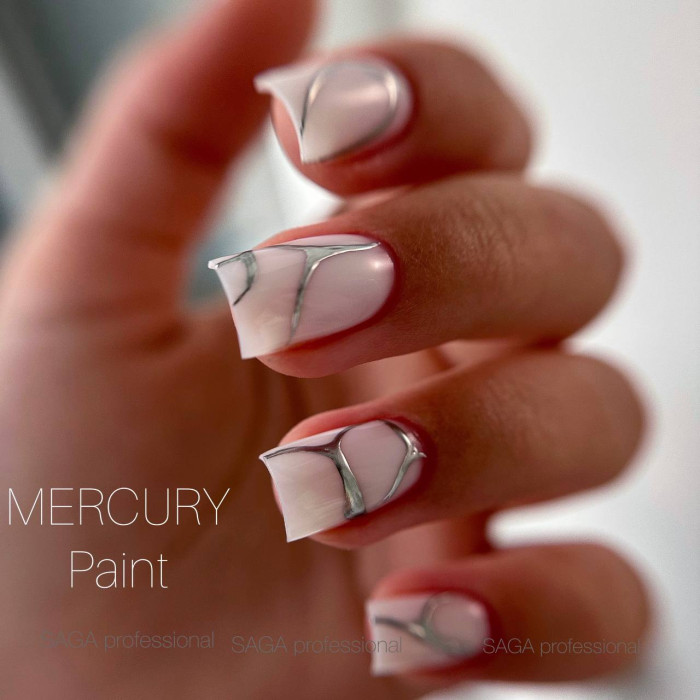 Saga Mercury Paint Лак-краска для дизайна серебряная 5ml