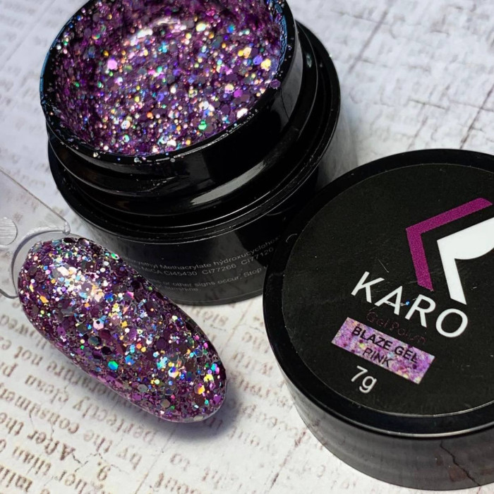 KARO Blaze gel Pink 7g Гель глиттер с цветными блестками