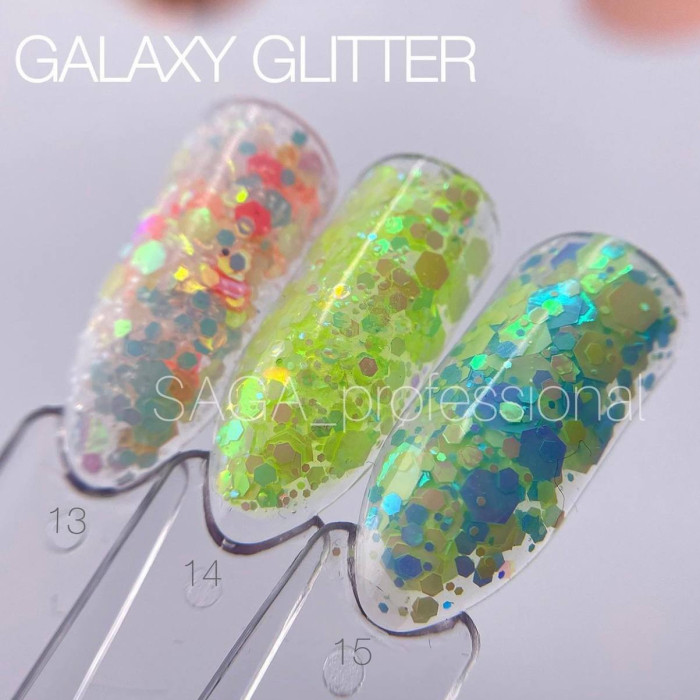 Saga Galaxy Glitter #15 Гель с голографическим глитером 8ml