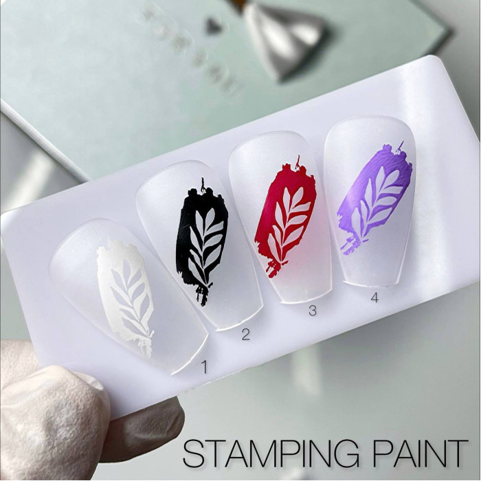 Saga Stamping Paint Лак-краска для стемпинга Черная с липким слоем 8ml