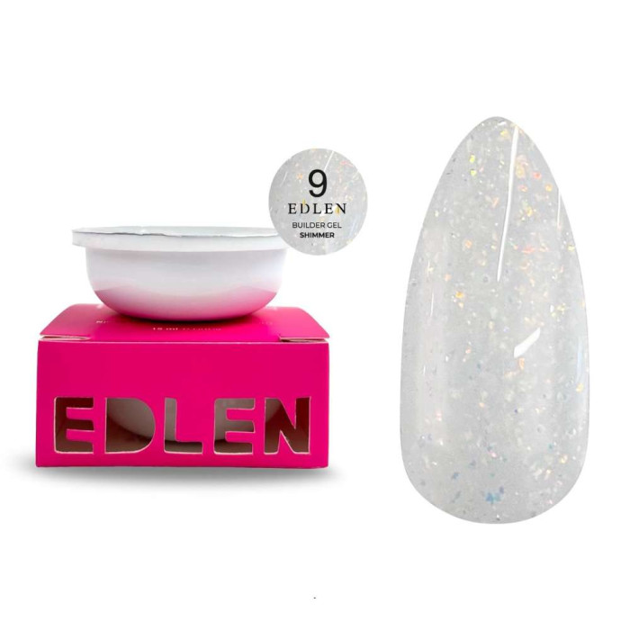 Edlen Builder Gel #09 Shimmer Refill Гель для нарощування молочний з опаловими блискітками (картридж) 15ml