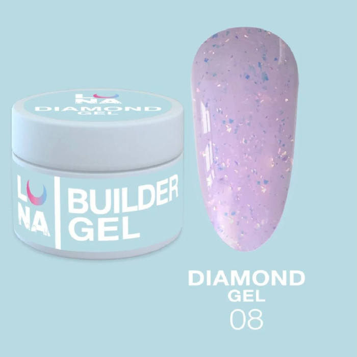 Luna Gel Diamond #08 Гель цветной с голографическими хлопьями 15ml