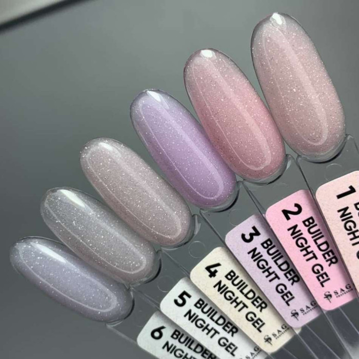 Saga Builder Night Gel #2 Гель для нарощування рожевий з блискітками 15ml