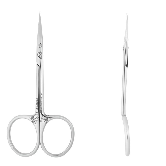 Ножницы профессиональные для кутикулы с крючком Staleks Exclusive 21/1 Magnolia 21mm