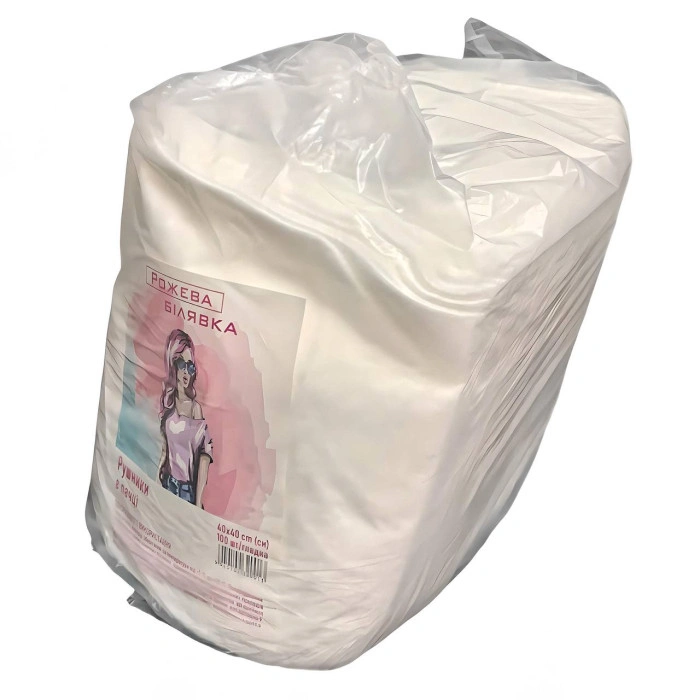 Полотенца нарезные 40x40cm из спанлейса Розовая Белявка 100шт